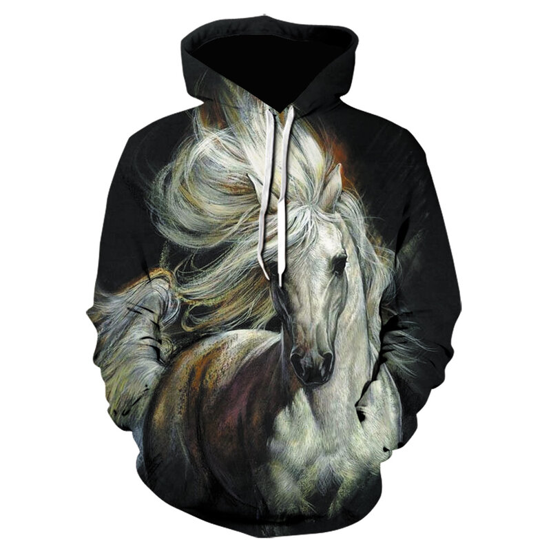 Gorąca sprzedaż bluza męska damska bluza z kapturem z nadrukiem 3D brązowy koń sweter ze wzorem zwierzęcym Unisex casualowe bluzy z kapturem
