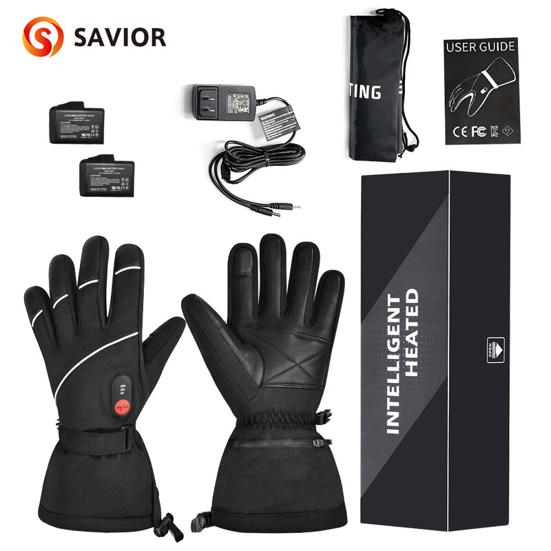 Savior-男性と女性のための充電式バッテリー加熱手袋、保温性、スキー、モーターサイクル、乗馬、ハイキング、狩猟、釣り、冬