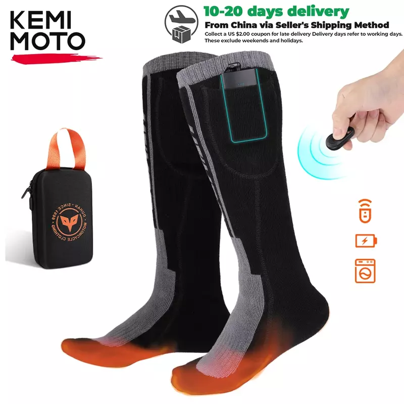 Kaus kaki pemanas Remote Control Pria Wanita, kaus kaki penghangat listrik sepeda motor baterai dapat diisi ulang stoking tebal termal musim dingin