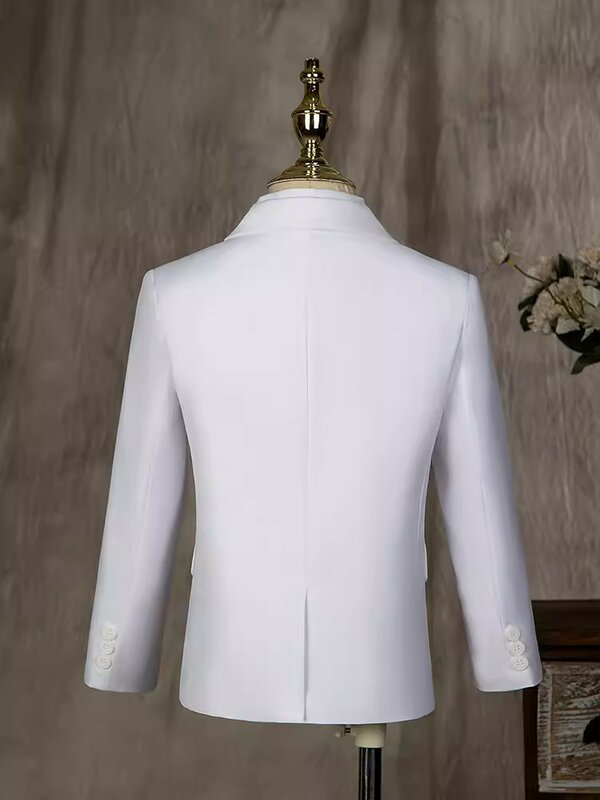 Veste de baptême blanche imbibée pour garçons, costume de cérémonie d'anniversaire pour enfants, robe de fête de mariage pour adolescents, 3 pièces, photographie