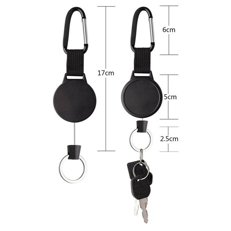 Porte-clés portable en fil d'acier rétractable avec nervure, chaîne continent, extérieur, retour, JOCable