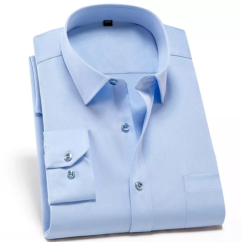 2023 Non-Iron Solid  Soft Easycare Stretch Shirts Men Spandex Long Sleeve Dress Shirt Men Office Shirts Men Clothing