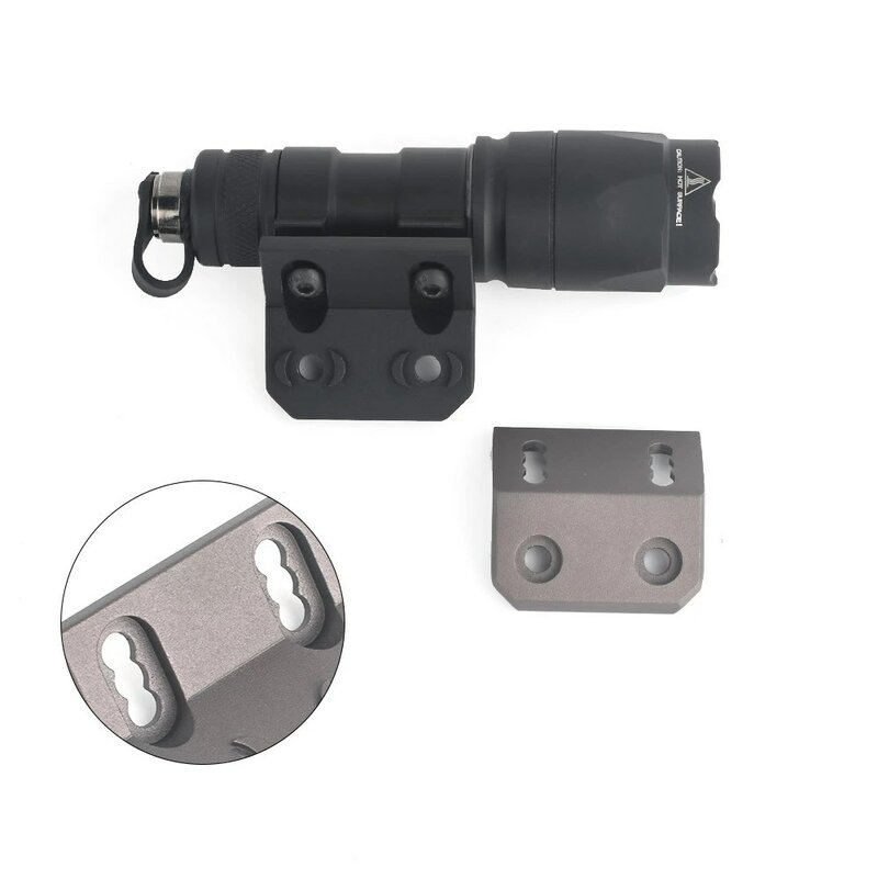 Tático mini offset base de lanterna surefir m300 & m600 scout luz cnc montagem fit keymod mlok rail rflie acessórios de caça