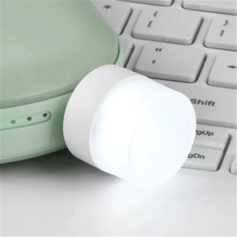 Portátil USB Plug LED Night Light, Proteção para os olhos, Luz de leitura, Pequeno, Redondo, Computador, Móvel, De carregamento de energia, Livro