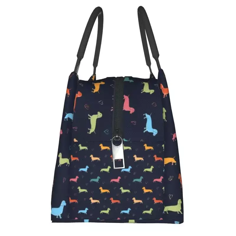 Cute Dachshund Pattern Insulated Lunch Bag for Women Badger Sausage The Wiener Dog Cooler Thermal Food Lunch Box Hospital Office