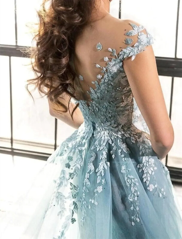 Vestidos De Gala 2024 suknie balowe formalne suknie wieczorowe wspaniałe tiulowe Stereo 3D aplikacje kwiatowe elegancka suknia dla kobiet