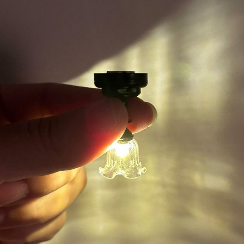 Miniatura LED teto lâmpada, Dollhouse acessórios, brinquedo