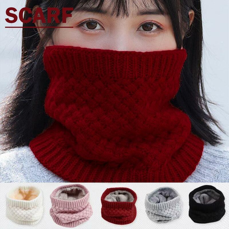 Winter Warm Scarf for Women Solid Color Neck Protection Cover Windproof Thickened Soft Warm Knitted Scarves Adults Kids Sca B1F0