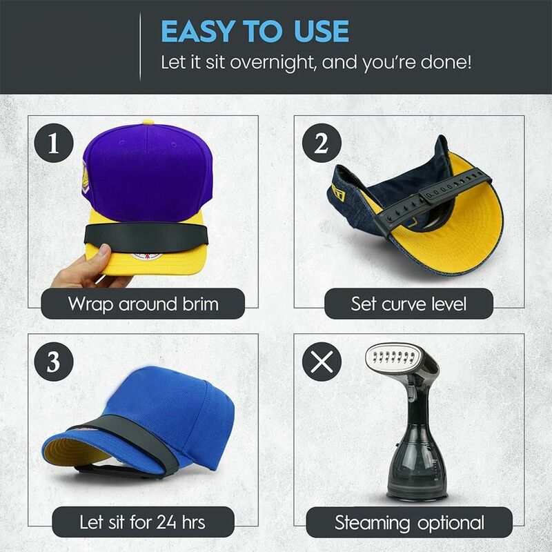 편리한 셰이퍼 모자 브림 벤더, 9 브림 곡선 플라스틱 모자, 커브 벤더 모자 셰이퍼, 재사용 가능한 모자, 커브 밴드, 야구 모자