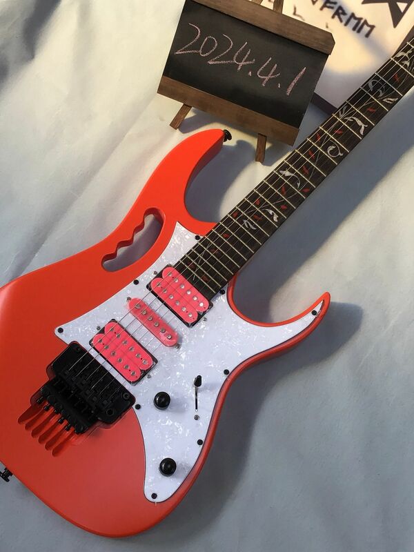 Электрическая гитара, оранжевый корпус из красного дерева, универсальный размер, бесплатная доставка, фотогитары, Мгновенная доставка, гитара