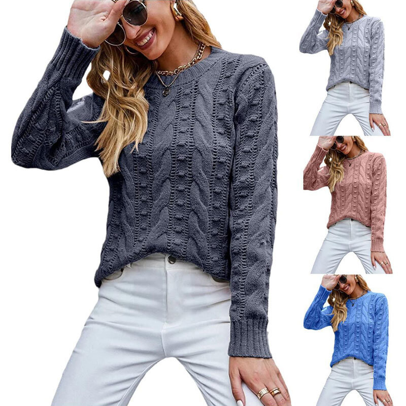 Vintage Casual Pullover Sweater Autumn and Winter Women Long Sleeve Knitted Jumper Top Y2K Loose Sweater Mujer Clothing 23239
