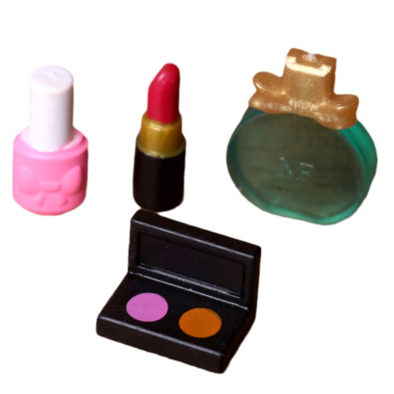 1Set 1:12 Dollhouse Miniature Cosmetic Lipstick Nail Polish Eye Shadow Perfume Makeup Scene Decorations Doll House Accessories