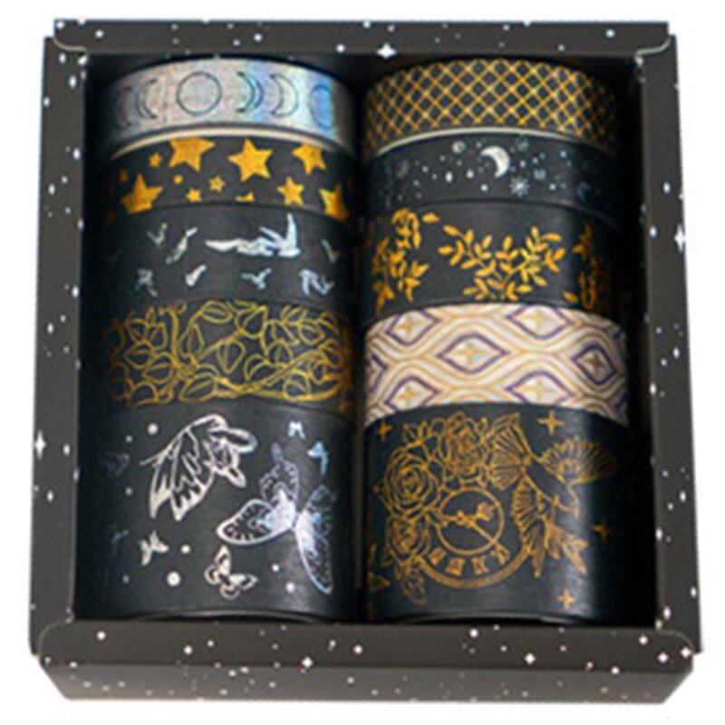 10PCS Washi Tape Gift Box Scrapbook Decoration Masking Tape Creative Art Handbook Material DIY Stickers A