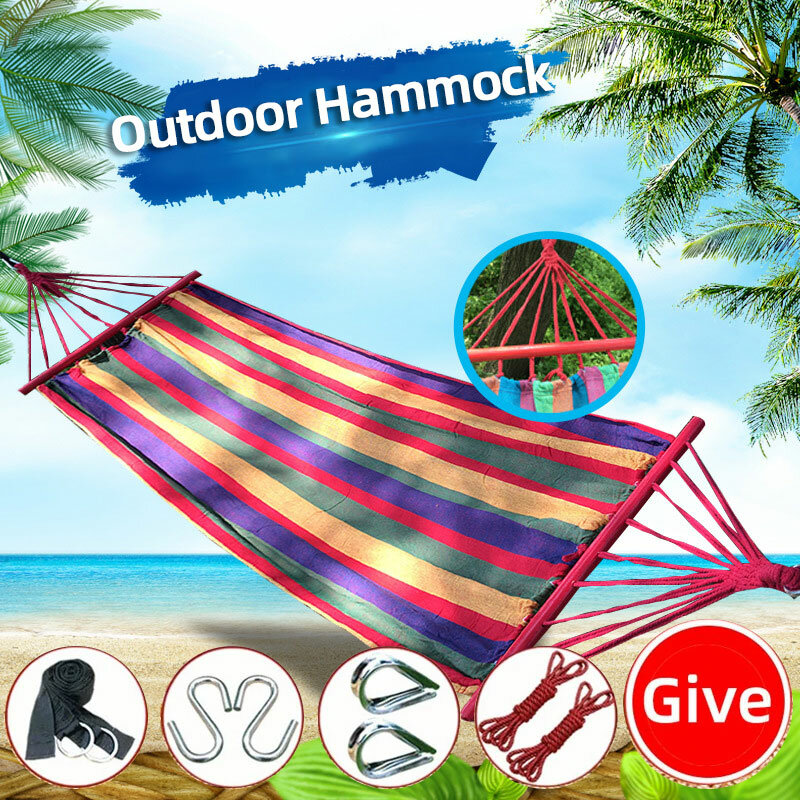 Outdoor Canvas Camping Hangmat 260*150Cm Opgewaardeerde Verdikte Hangmat Met Twee Anti-Roll Balanshangende Stoel