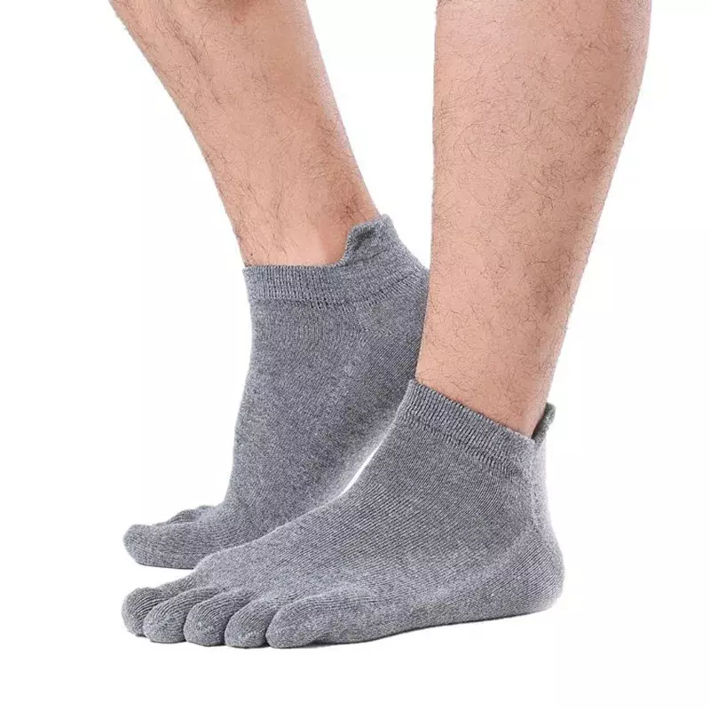 4 Pairs Toe Invisible Socks Man Cotton Summer Thin Solid Non-Slip Shallow Mouth Cool Simple No Show 5 Finger Socks Sokken