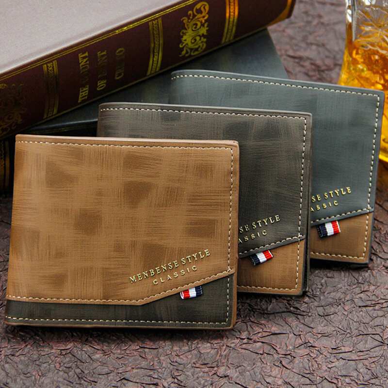 Short Men Wallets Slim Classic Coin Pocket Photo Holder Small Male Wallet Quality Card Holder Frosted Leather Men Purses