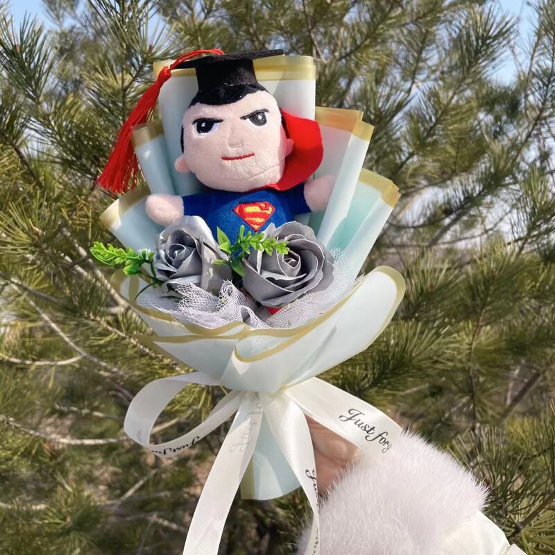 Super Hero Spider-Man Hulk Superman Captain America Plush Dolls Handmade bouquets for Boys Graduation Christmas Birthday Gifts
