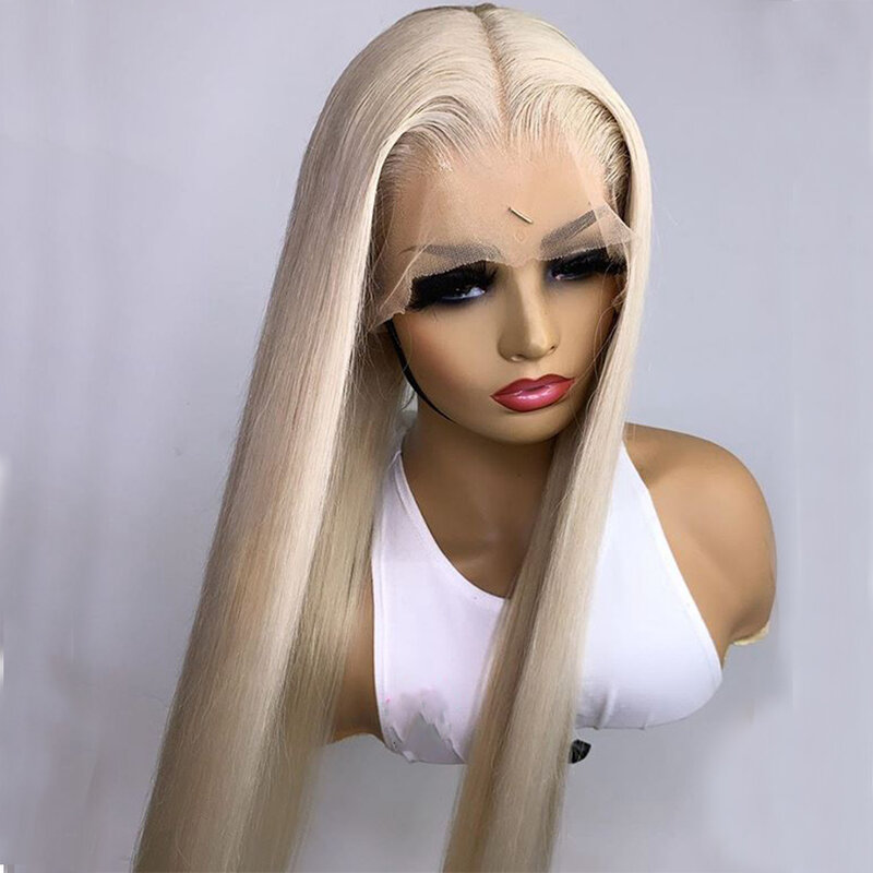 Perruque Lace Front Wig naturelle mixte lisse Blonde 13x4, perruque Lace Front Wig transparente pre-plucked avec Baby Hair pour femmes