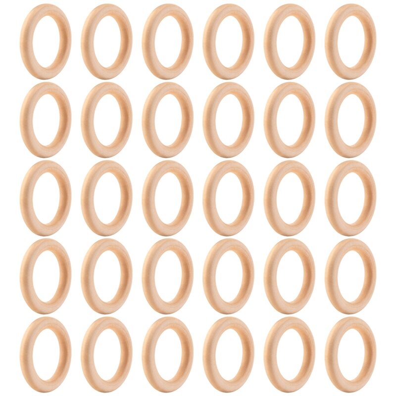 30 Stuks Natuurlijk Hout Ringen 60Mm Onafgewerkte Macrame Houten Ring Houten Cirkels Voor Diy Ambachtelijke Ring Hanger Sieraden Maken
