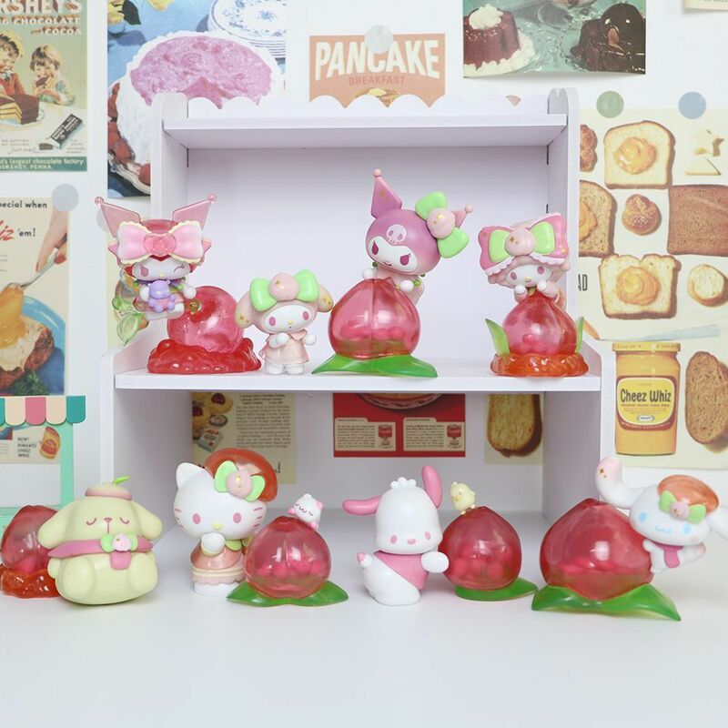 Sanrio Vitalidade Pêssego Paraíso Série Modelo Dos Desenhos Animados, Hello Kitty Cinnamoroll Kuromi, Figura De Ação Coleção, Ornamento Do Desktop Do Carro