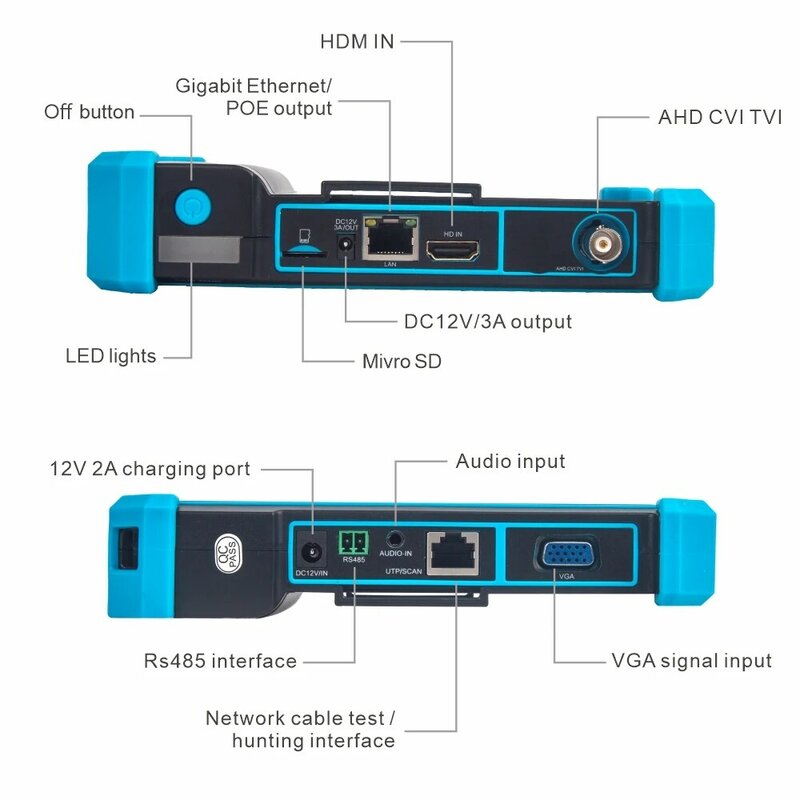 Noyafa-Nf-715 Testador de Câmera IP, Testador de CCTV, 4K, 1080P, 8MP, AHD, CVI, TV, SDI com HDMI, Monitor de Entrada Vga, CCTV, Teste IP