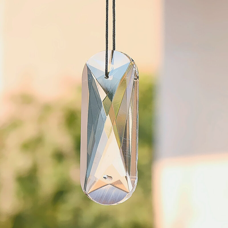 Retângulo facetado polegadas espaçador de vidro lâmpada prisma peça de lustre fazendo 76mm conector espaçador de 2 furos