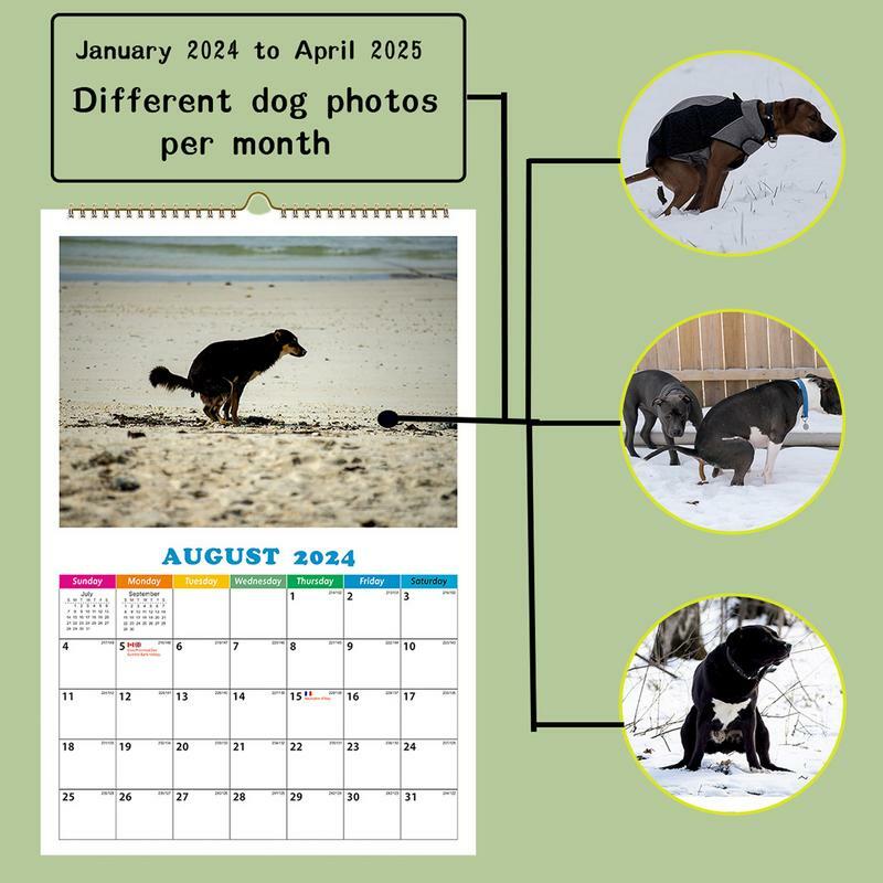 Dog Pooping 2024 calendario da parete cani che fanno la cacca In bei posti calendario 2024 divertente pianificatore di 12 mesi regalo per natale