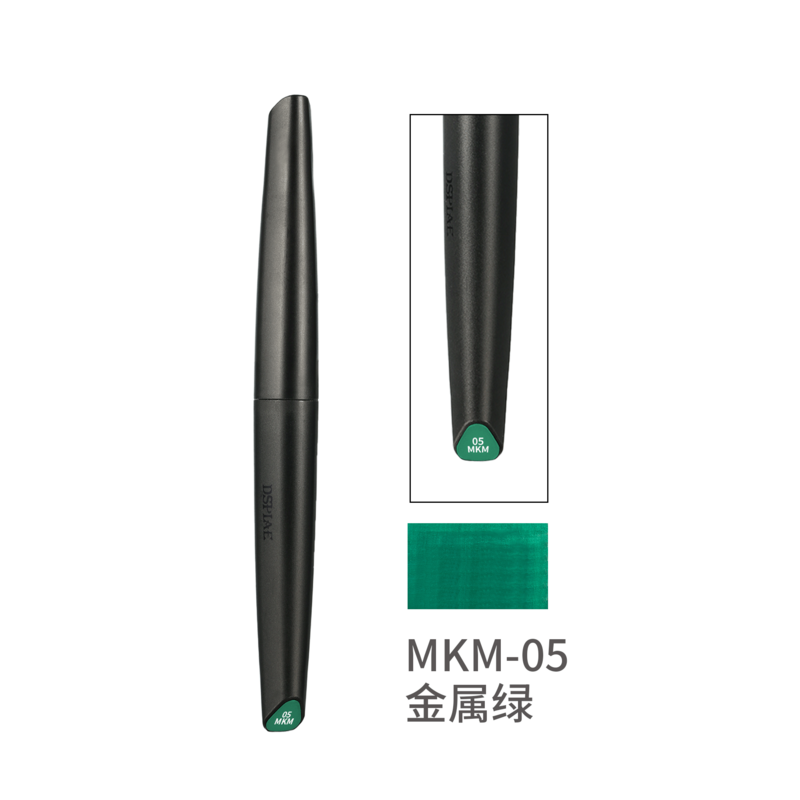 DSPIAE pena kuas MKM 8 warna, spidol kepala lembut berbasis air ramah lingkungan warna metalik