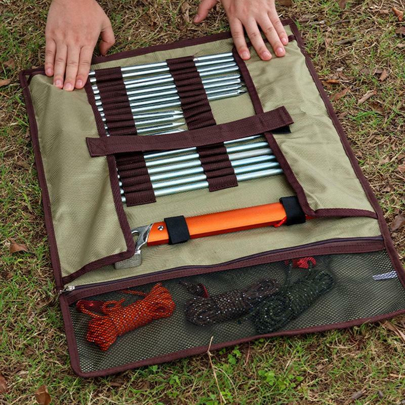 Small Tool Bag Camping Nail Bag For Tent Stake Storage Heavy Duty Tent Stake Roll Bag Tent Accessories Organizer For Tent Pegs