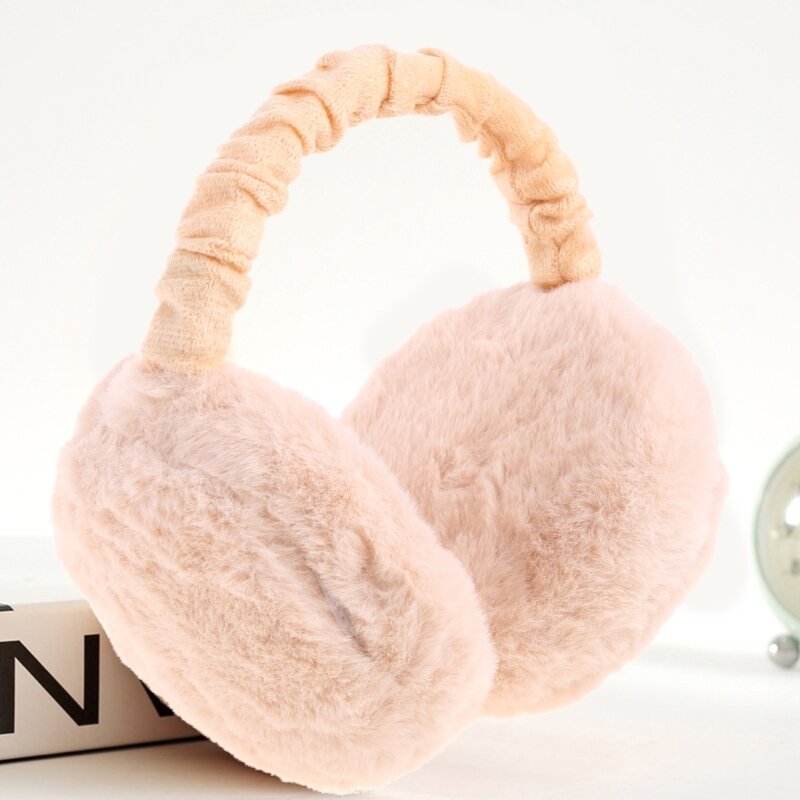 Y166 여성 남성 겨울 따뜻한 귀여운 가짜 모피 귀마개 머리띠 야외 방풍 솔리드 컬러 접이식 푹신한 귀 커버 워머