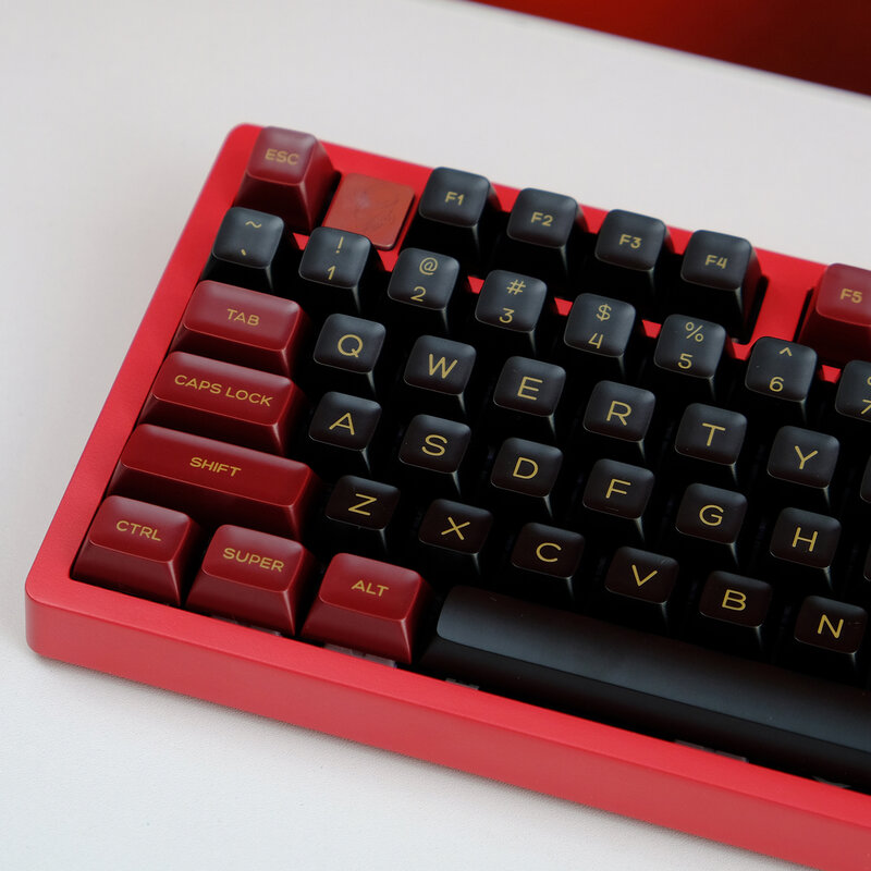 KBDiy 142 tombol/Set GMK tombol Samurai merah untuk Keyboard mekanis PBT Double Shot profil SA hitam dan merah Keycap MX Switch 61