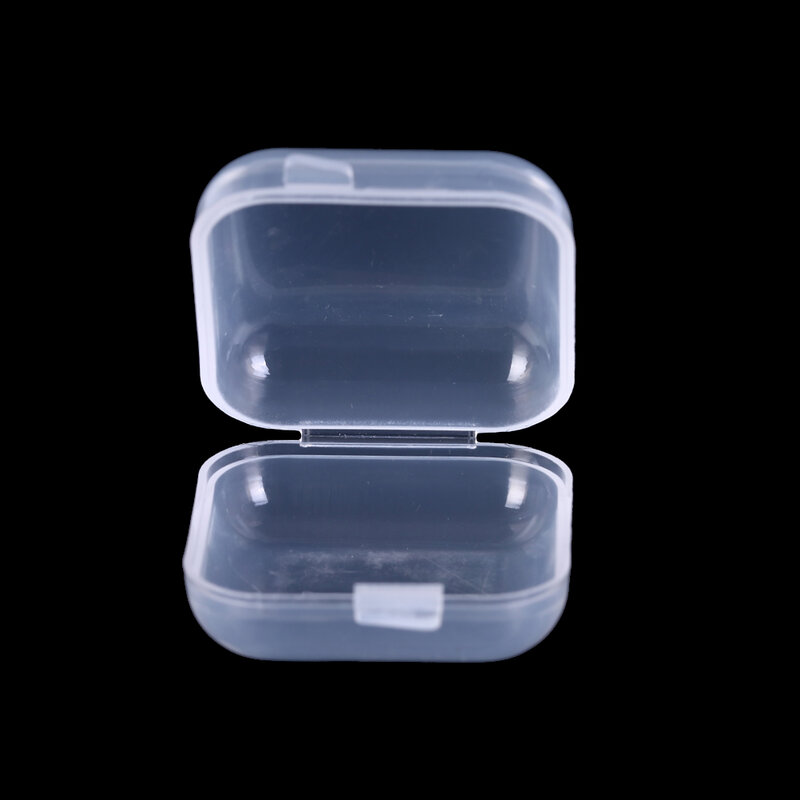 Mini caja pequeña de plástico transparente, contenedor de almacenamiento de tapones para los oídos y joyas, organizador de maquillaje transparente, regalo, 1/10/20/50 Uds.