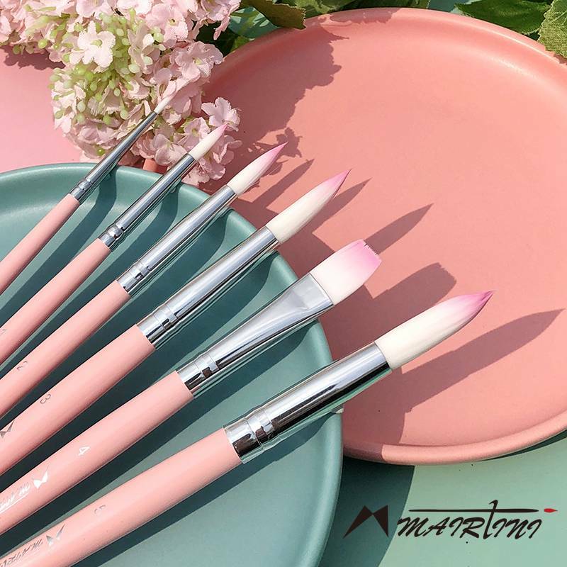 Mairtini 6pcs Professional Nylon Paint Brushes Set Different Size Wooden Handle For Watercolor Gouache Painting Art Supplies