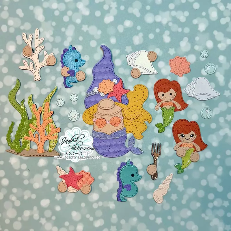 Gnome Underwater World Metal Cutting Morre, Selos claros, estêncil para DIY, cartão, fazendo Scrapbooking, papel artesanal, novo, 2024