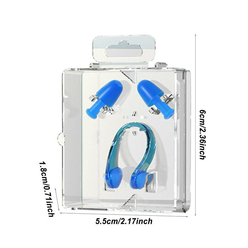 실리콘 이어 플러그 수영 귀마개, 코 클립 세트, 업그레이드 박스 패키지, 재사용 가능한 방수 소프트 수영 귀마개, 코 클립