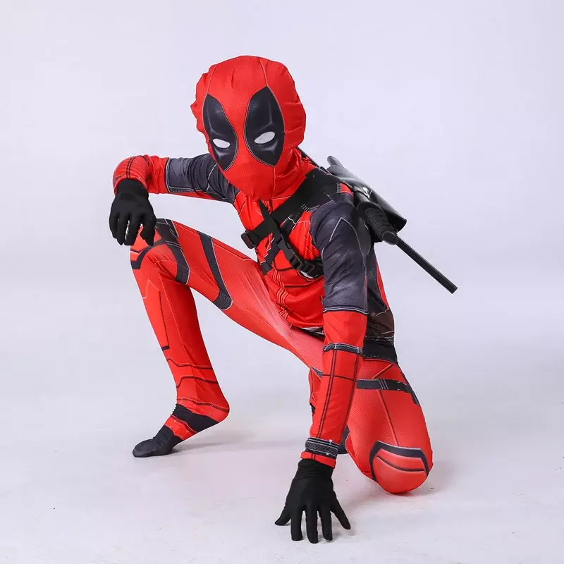 Costume Deadpool Kids Cosplay Mask Suit tuta Superhero Deadpool Cosplay body Halloween Spider Man Costume adulto bambini