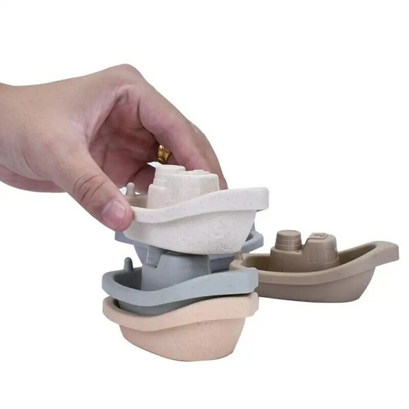 Baby Bad Spielzeug mit Badelöffeln Stapeln Boot Spielzeug bunte frühe Bildung Intelligenz Babys pielzeug für 1-3 Jahre alte Kinder