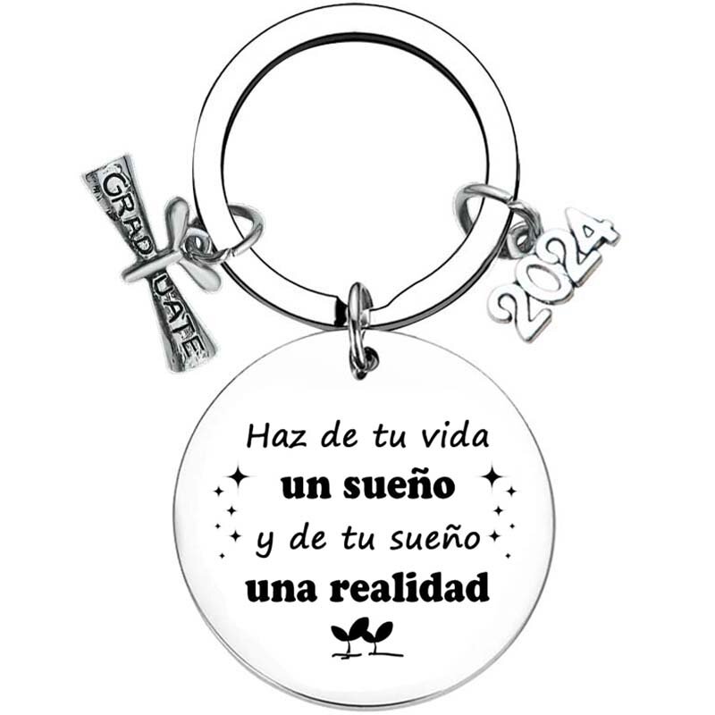Spanish Class of 2024 Graduation Keychains Gifts Inspire Quote for Students High School Graduates