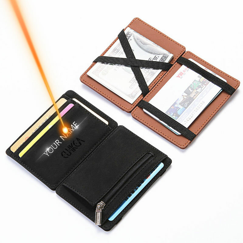 男性用ミニカードホルダー,財布,ジッパー付き,コインポケット,薄い財布,高品質のPUレザークレジットカードケース,小さな財布