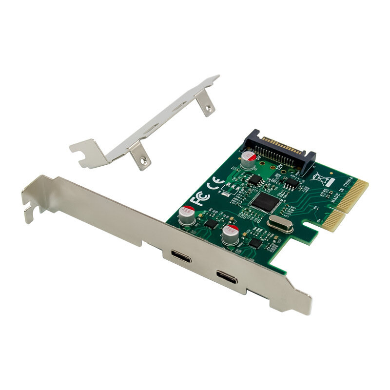 ASM1142 PCI-E X4 USB 3.1 Gen2x2 ثنائي المنفذ TYPE-C 10G معدل بطاقة التوسع عالية السرعة