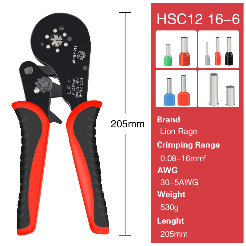 Обжимные клещи HSC8 6-4A, трубчатые мини-Обжимные Щипцы для проводов, бытовой электрический комплект с коробкой
