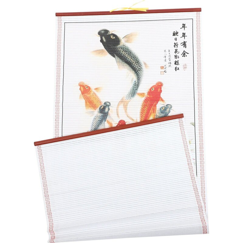 Chinese Kalender Imitatie Bamboe Hangende Muur Papier Dragon Jaar Nieuwe Maandelijkse Kantoor Traditionele Scroll Opknoping Kalender