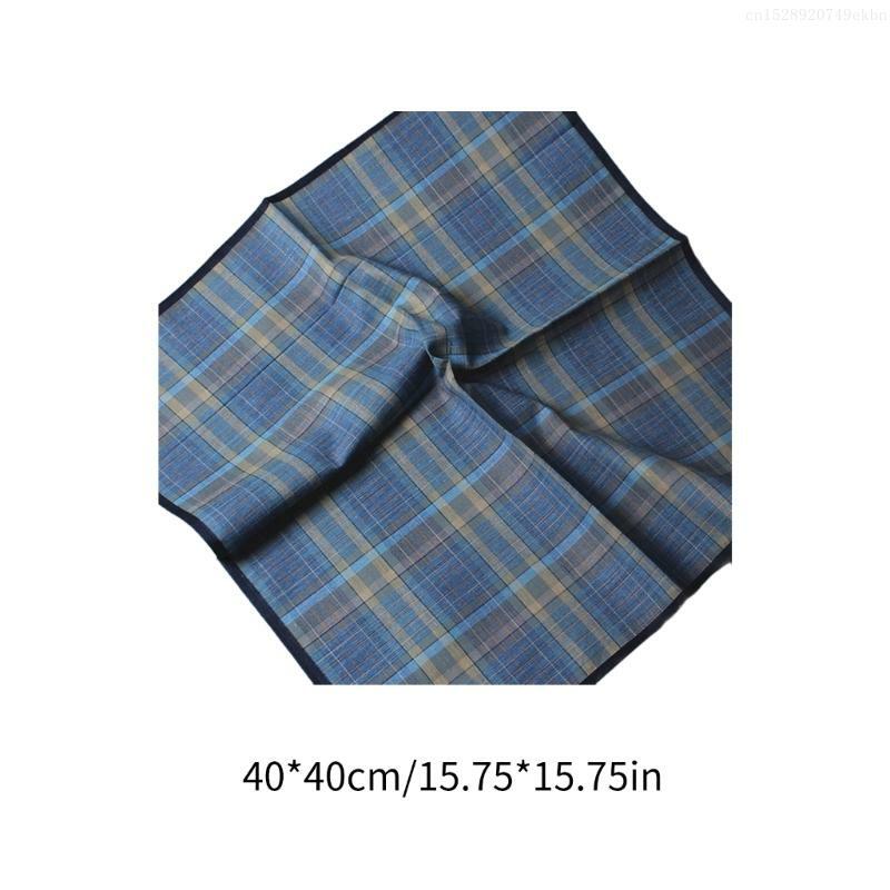 40x40cm Male Lattice Handkerchiefs Random Color Hankies Pocket Lattice Pattern Pocket Square Handkerchiefs for Male F0T5