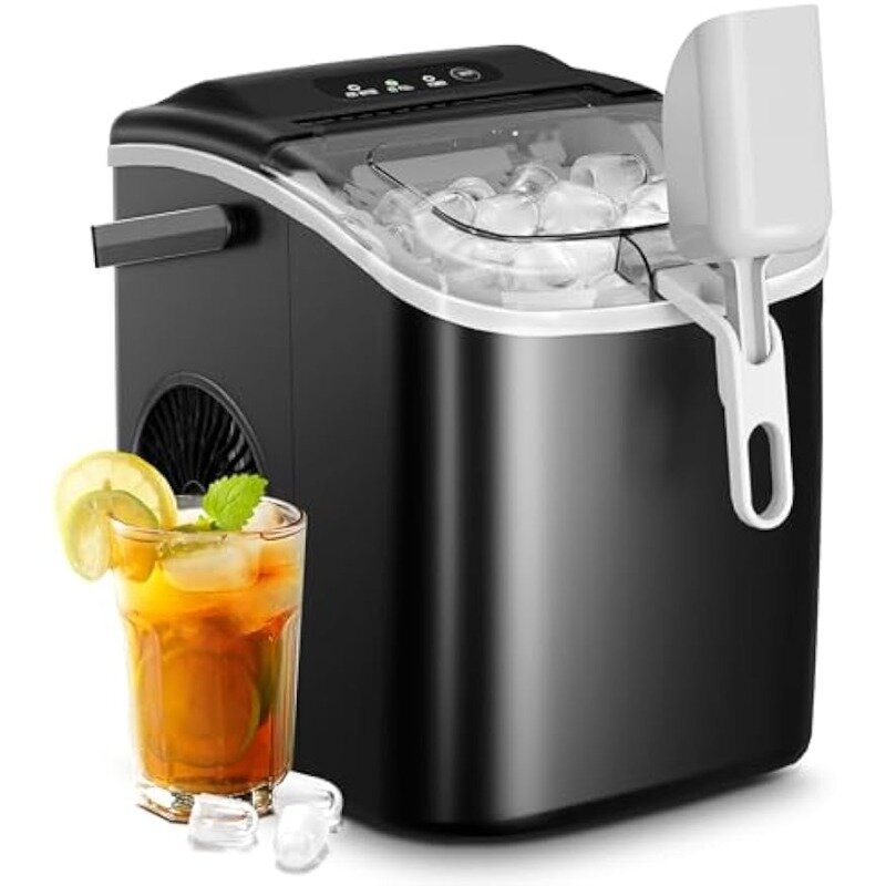 Home Appliances Portable Countertop Ice Maker with Handle,Self-Cleaning Ice Maker, 26 lb/24 Hours, with Scoop