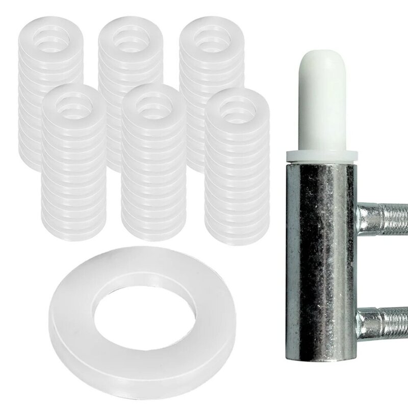 Wear resistant plastic rings for door hinges 60 pieces white color 10mm inner 15mm outer 0 5mm and 1 2mm height