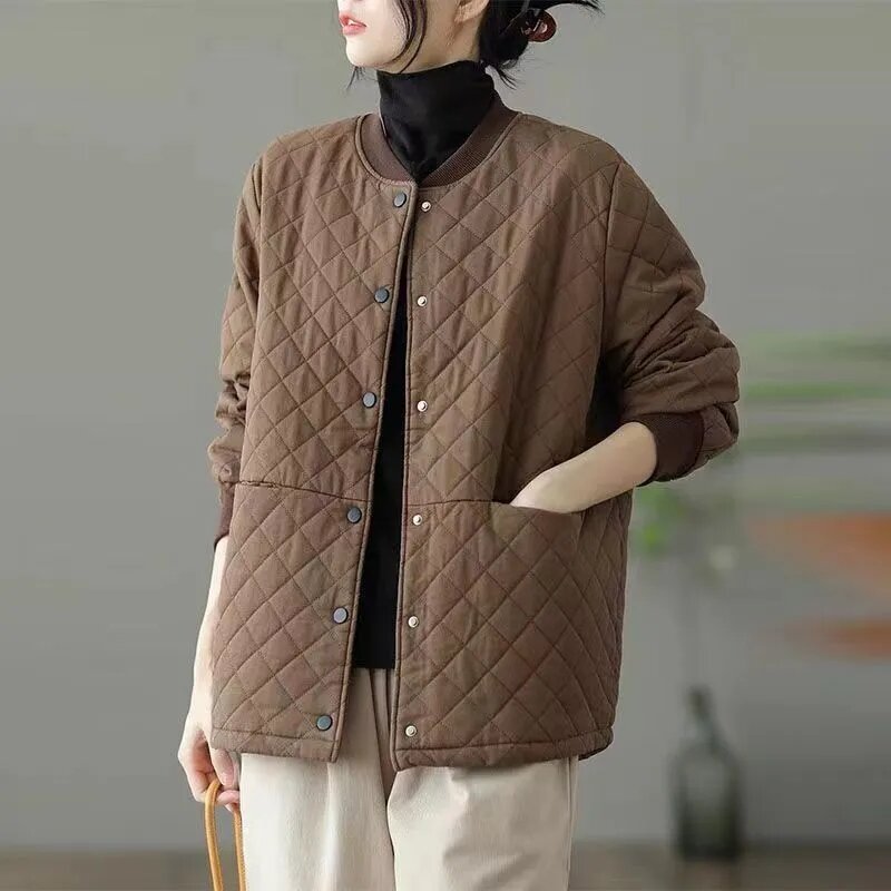 Jaqueta casual de parka acolchoada feminina, casaco de inverno, moda coreana, roupas acolchoadas de algodão, novo casaco