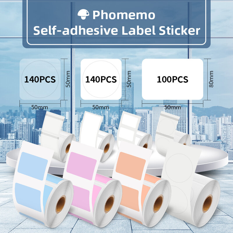 Phomemo Self-กาวสติกเกอร์สำหรับ M110/M200แบบพกพาเครื่องพิมพ์โปร่งใสรอบสแควร์ Barcode ธุรกิจ: Sticky Notes