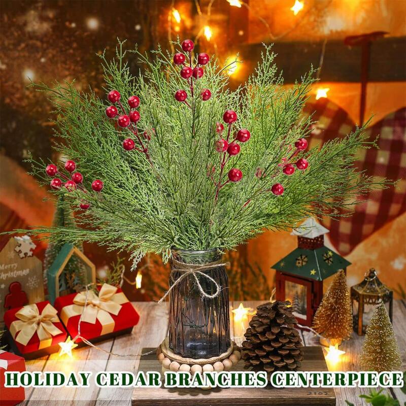 Christmas Artificial Pine Branches Realistic Easy Maintenance DIY Wreath Greenery Pine Stems Picks Fake Pine Leaves