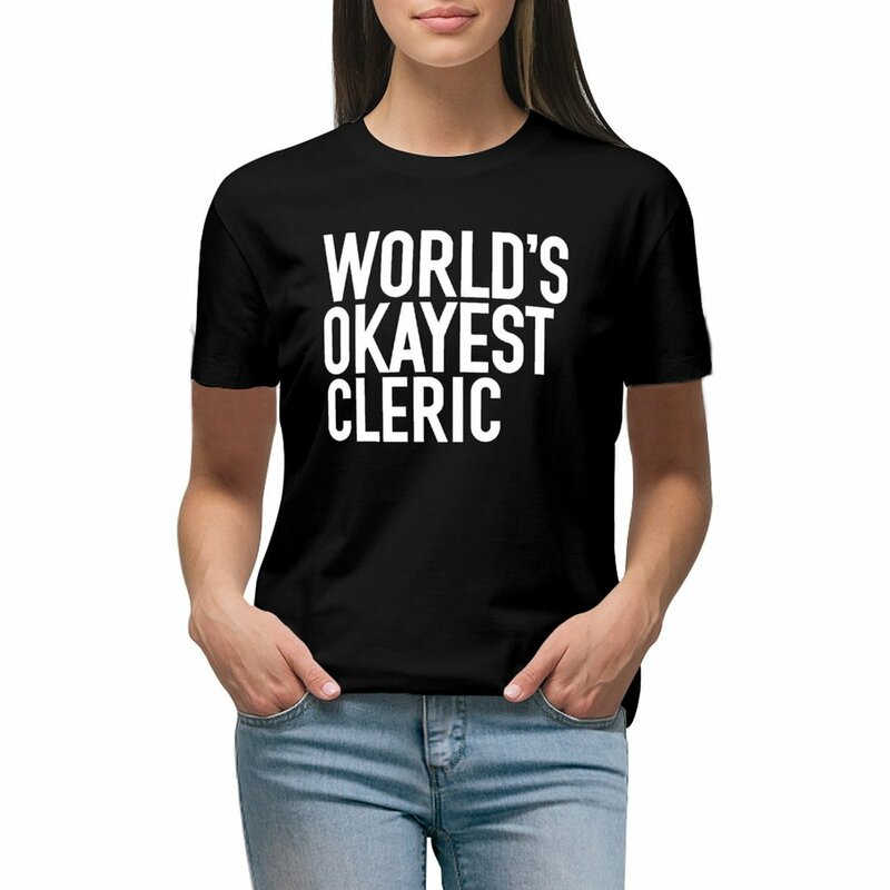 world's okayest CLERIC T-shirt female kawaii clothes summer clothes western t-shirt dress for Women