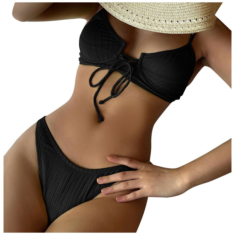 Sexy Sling damski strój kąpielowy nowy Bikini Mujer Soild Cover-up sznurowane stroje kąpielowe kobiety 2022 dwuczęściowy Split Bikini Maillot De Bain